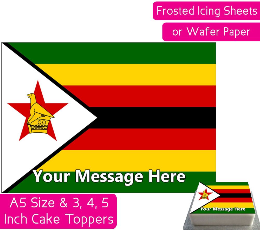 Zimbabwe Flag A5 Rectangular Personalised Cake Topper