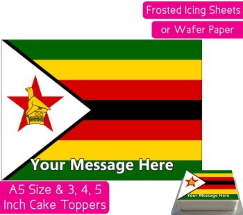 Zimbabwe Flag A5 Rectangular Personalised Cake Topper