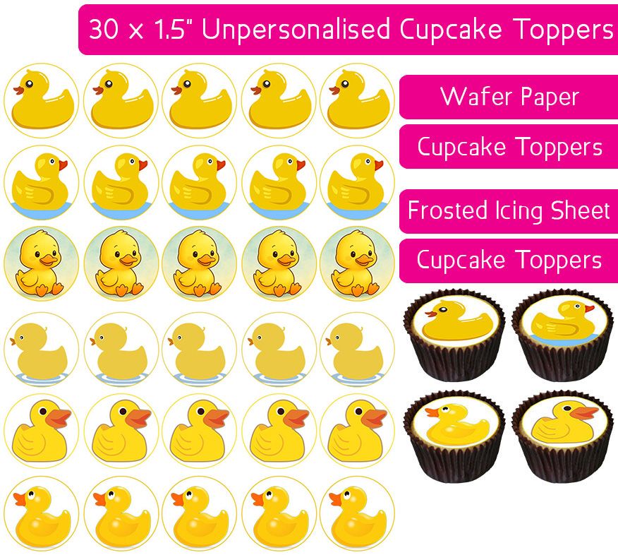 Yellow Ducks - 30 Cupcake Toppers