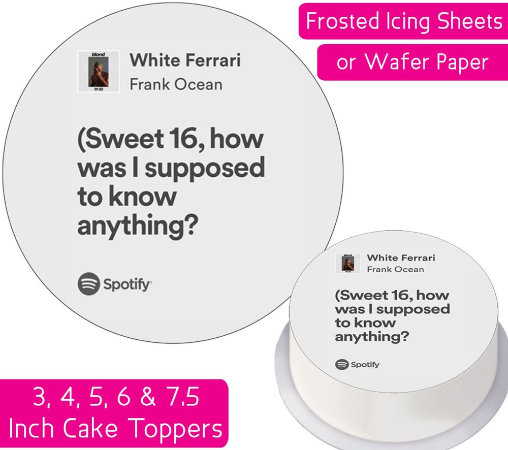 Frank Ocean Sweet 16 Lyrics Personalised Cake Topper