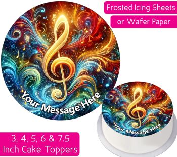Vibrant Treble Clef Personalised Cake Topper