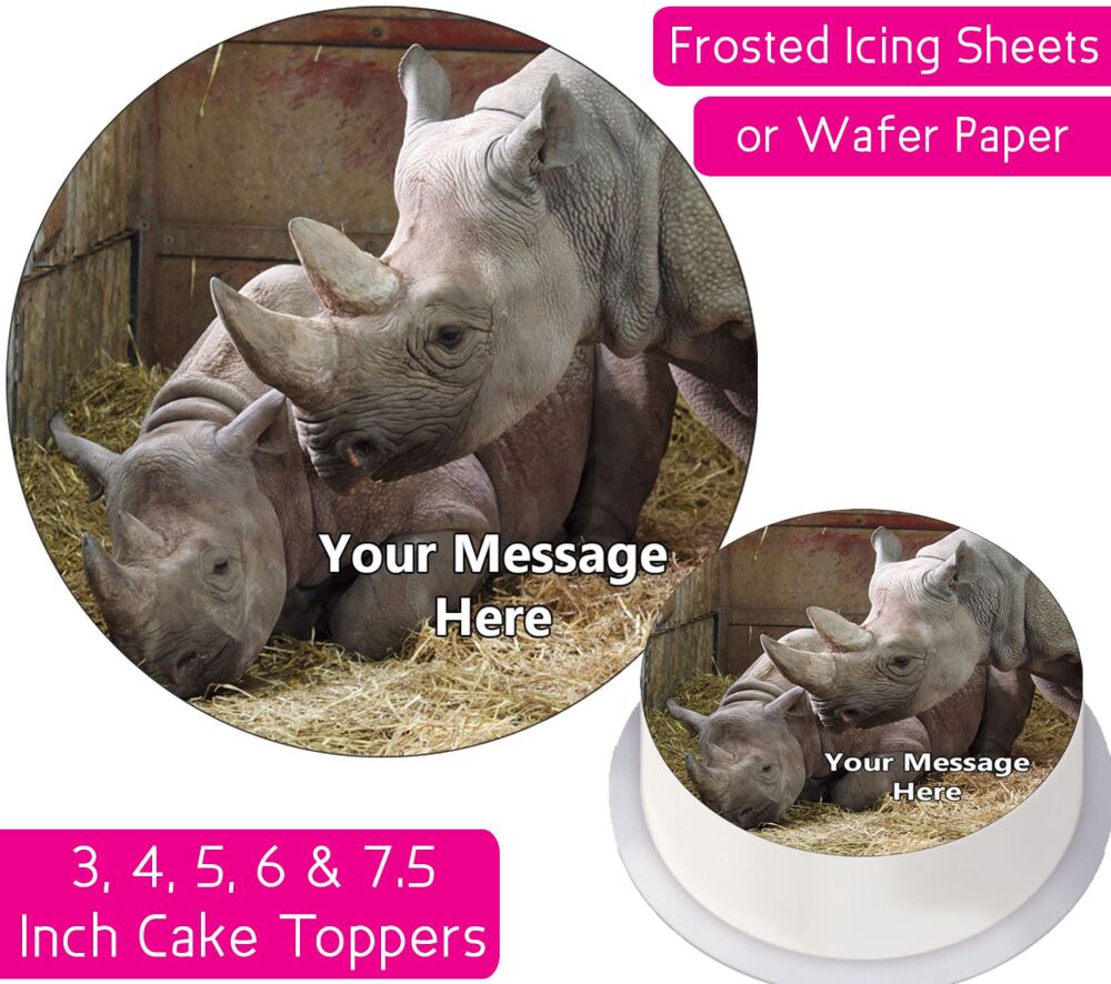 Rhino Couple Personalised Cake Topper