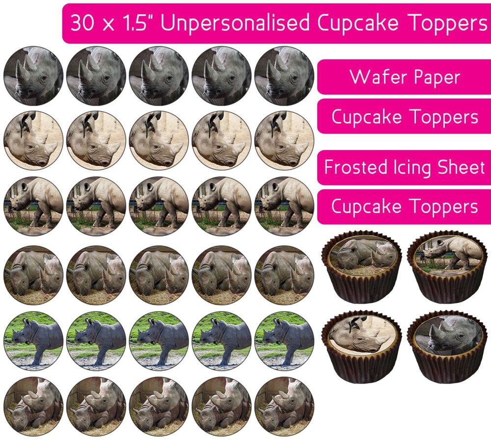 Rhino - 30 Cupcake Toppers