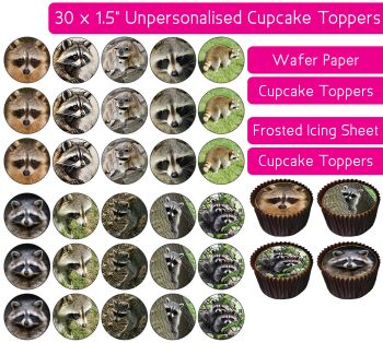 Raccoon - 30 Cupcake Toppers