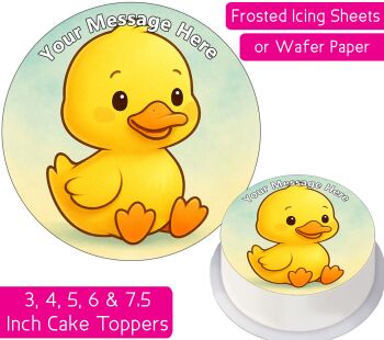 Cute Yellow Duck Personalised Cake Topper