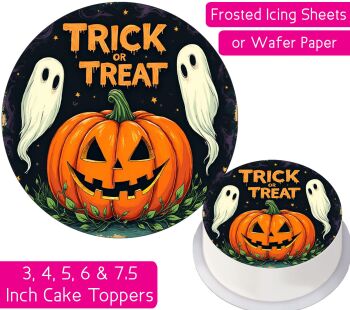 Trick or Treat Pumpkin Personalised Cake Topper