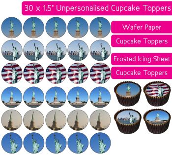 Statue of Liberty - 30 Cupcake Toppers