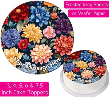 Colourful Flowers Personalised Cake Topper