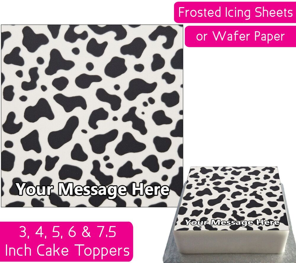 Cow Print Square Personalised Cake Topper
