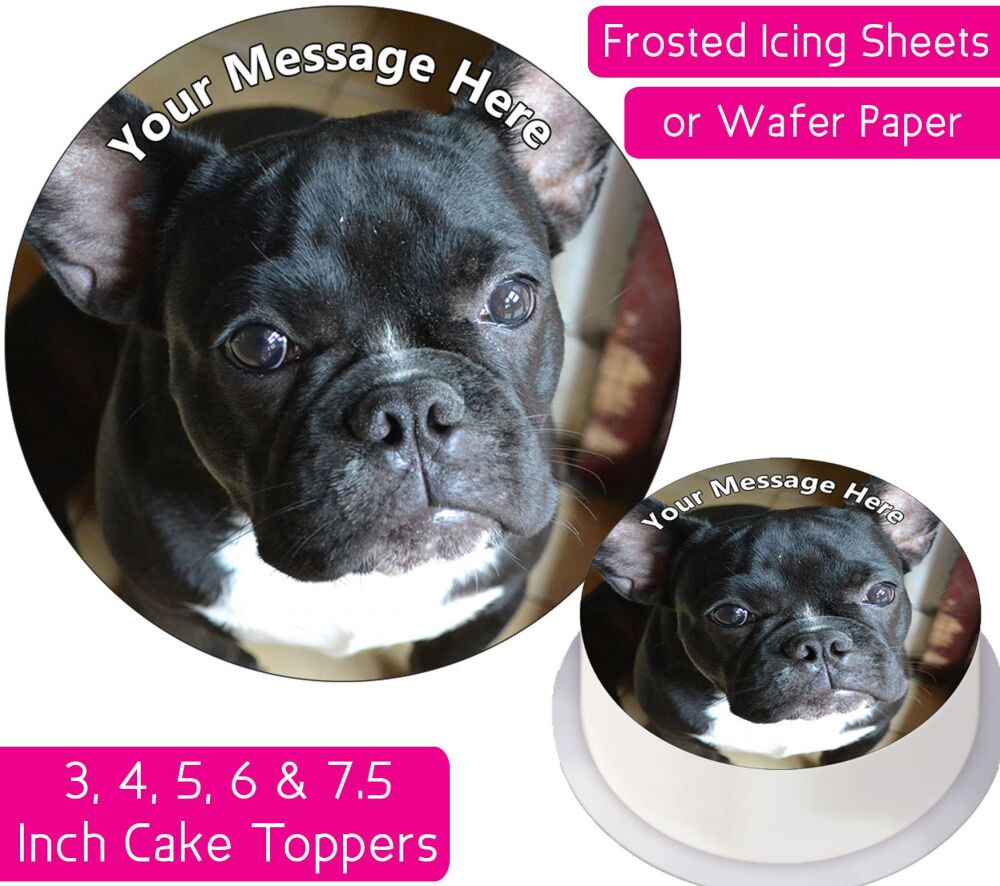 Dog French Bulldog Face Personalised Cake Topper
