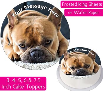 Dog French Bulldog Sleepy Personalised Cake Topper