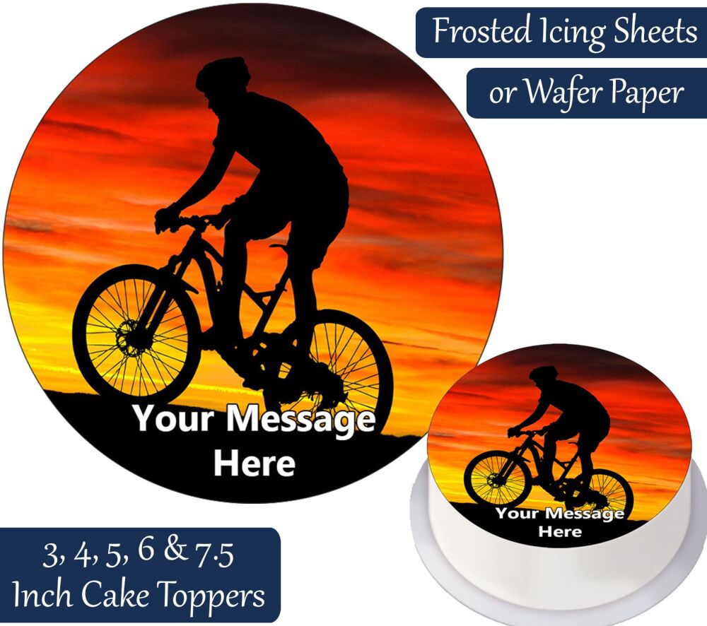 Mountain Bike Sunset Personalised Cake Topper