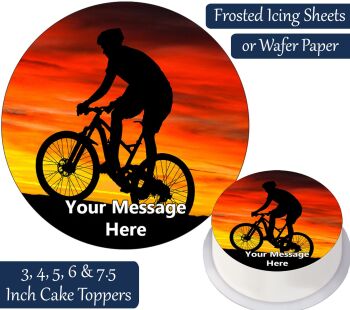 Mountain Bike Sunset Personalised Cake Topper