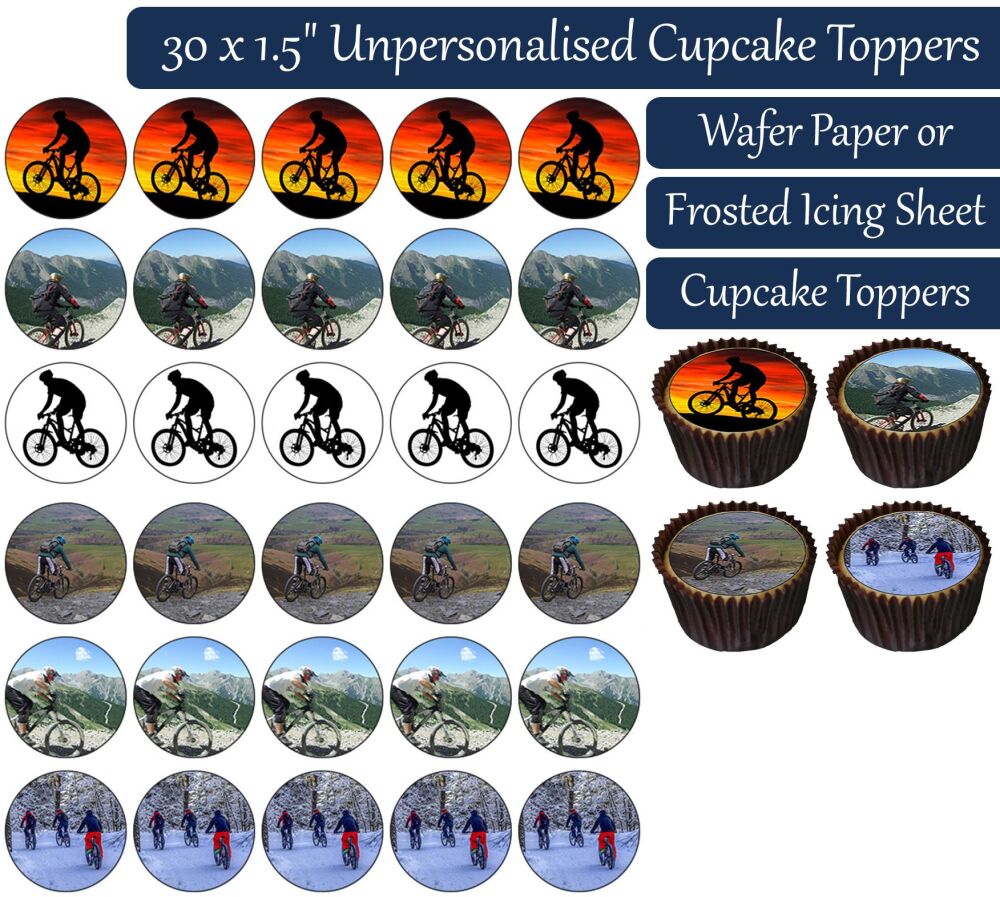 Mountain Bike - 30 Cupcake Toppers