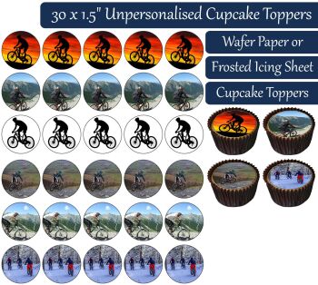 Mountain Bike - 30 Cupcake Toppers