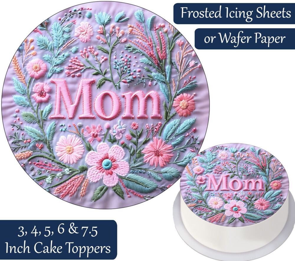 Mom Cross Stitch Cake Topper