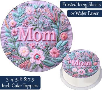 Mom Cross Stitch Cake Topper