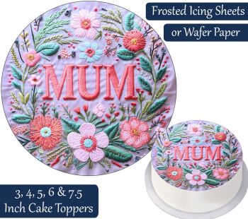 Mum Cross Stitch Cake Topper