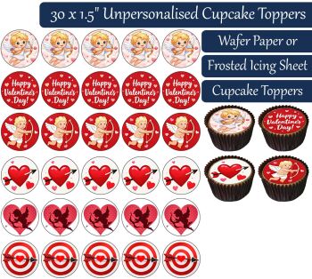 Valentines Cupid - 30 Cupcake Toppers