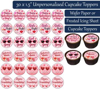 Galentines - 30 Cupcake Toppers