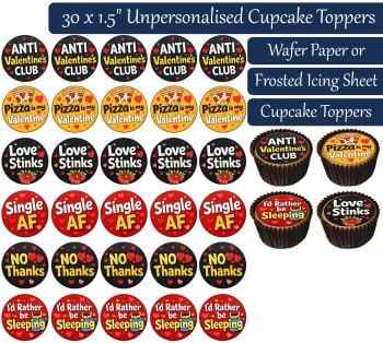Anti Valentines Day - 30 Cupcake Toppers