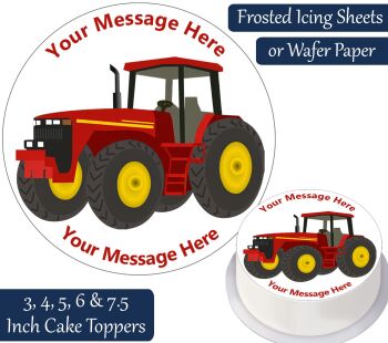 Tractor Red Personalised Cake Topper