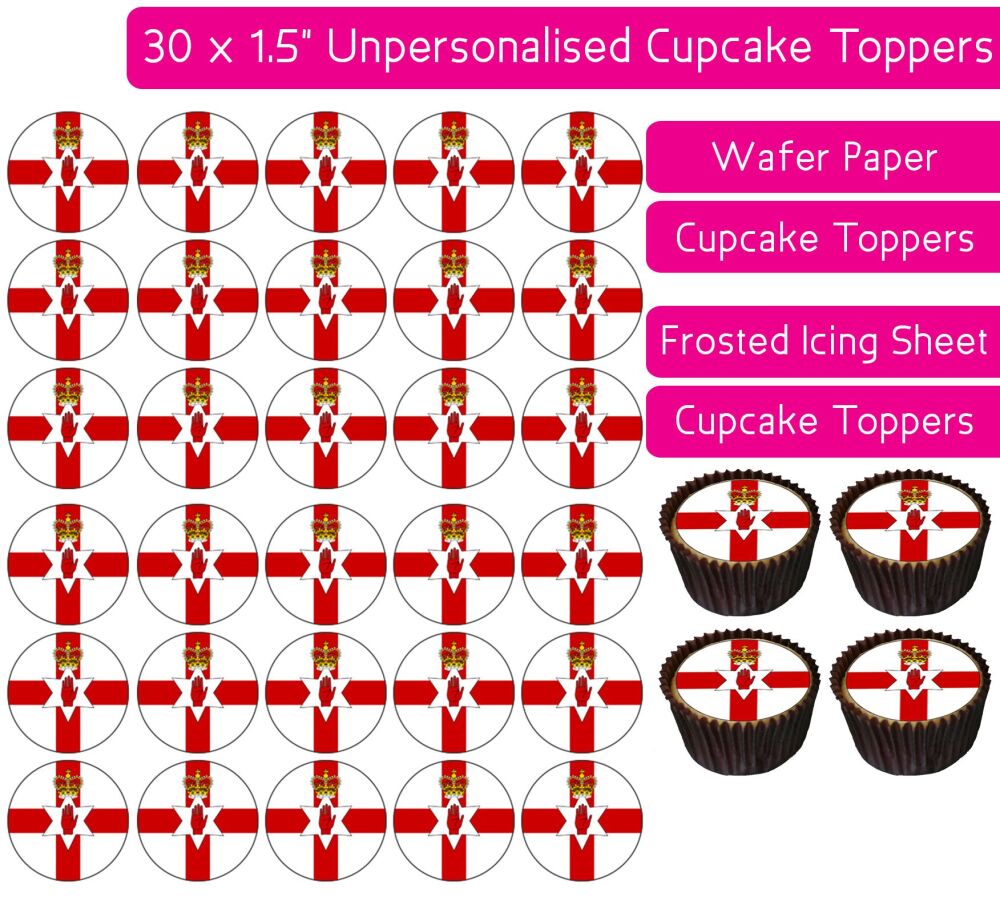 Northern Ireland Ulster Flag - 30 Cupcake Toppers