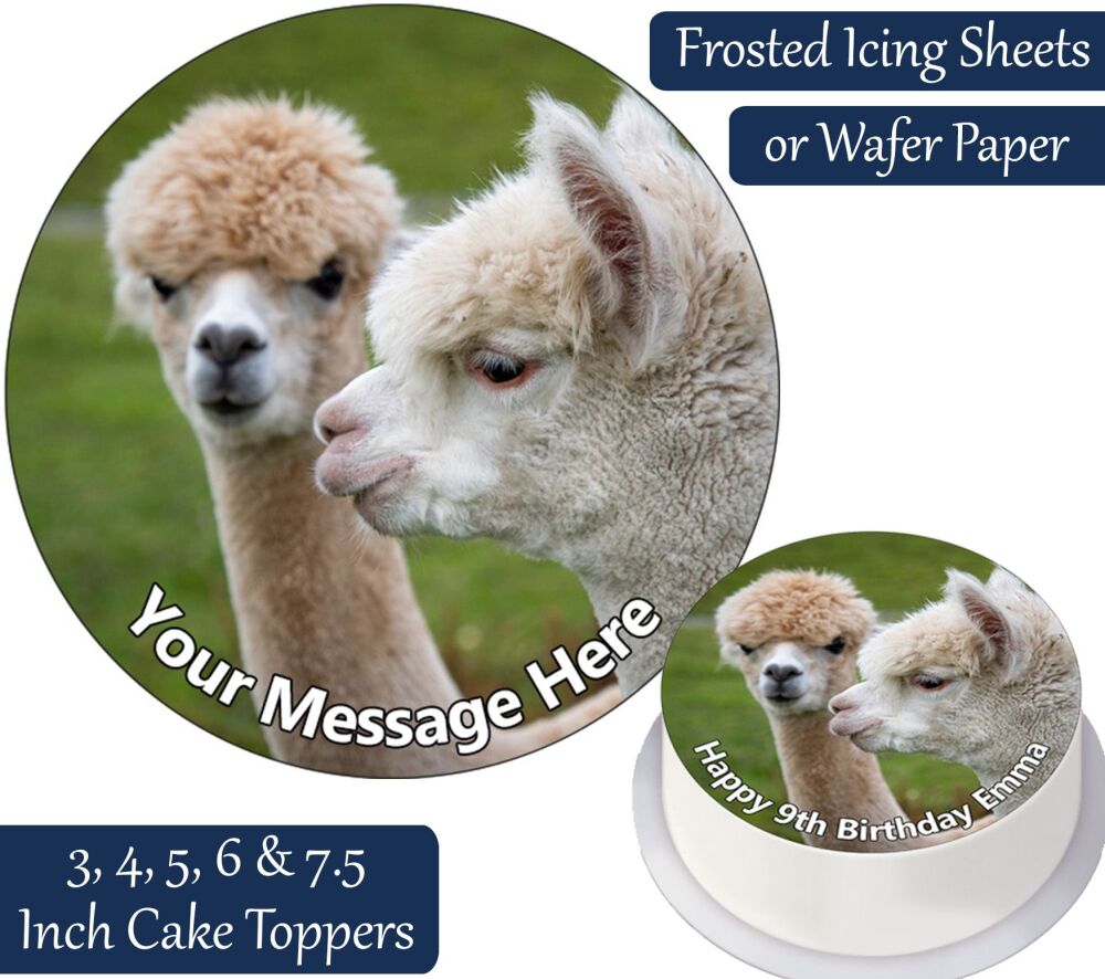 Alpaca Pair Personalised Cake Topper
