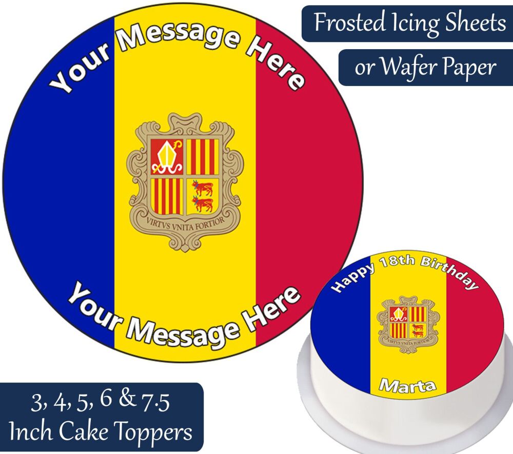 Andorra Flag Personalised Cake Topper