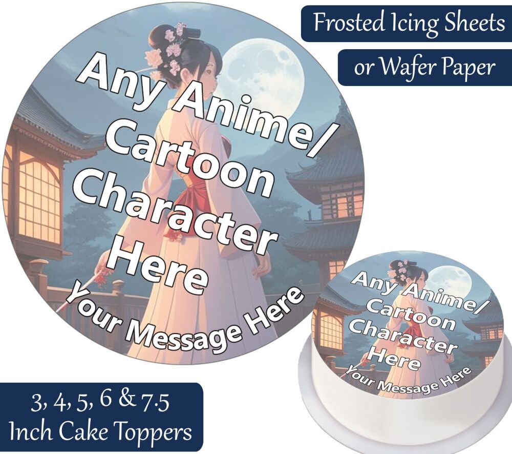Any Anime Waifu Round Cake Topper