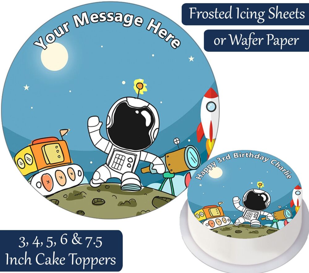Astronaut Cartoon Personalised Cake Topper