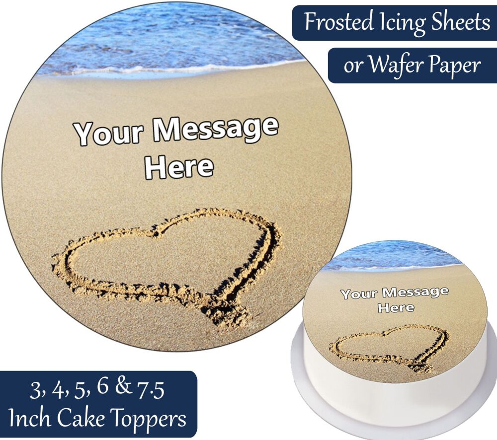 Beach Sand Heart Personalised Cake Topper
