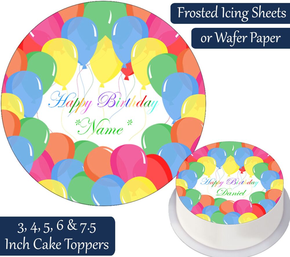 Birthday Balloons Personalised Cake Topper