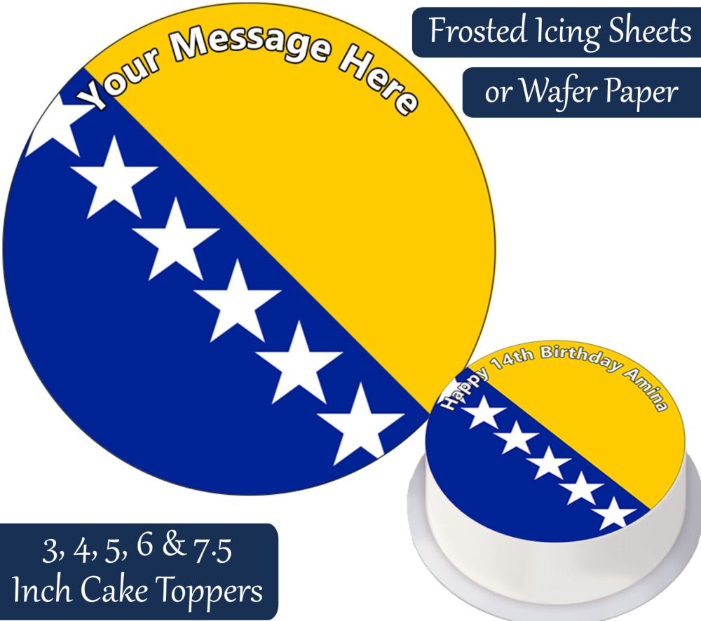 Bosnia & Herzegovina Flag Personalised Cake Topper