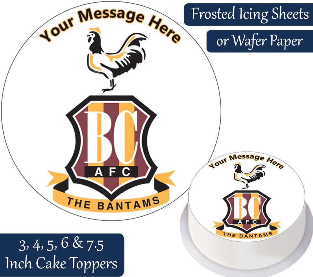 Bradford City Football Personalised Cake Topper