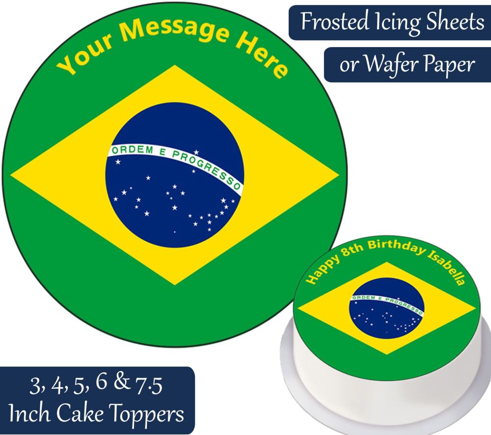 Brazil Flag Personalised Cake Topper