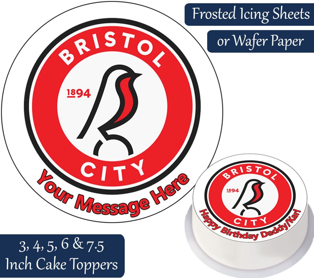 Bristol City Football Personalised Cake Topper