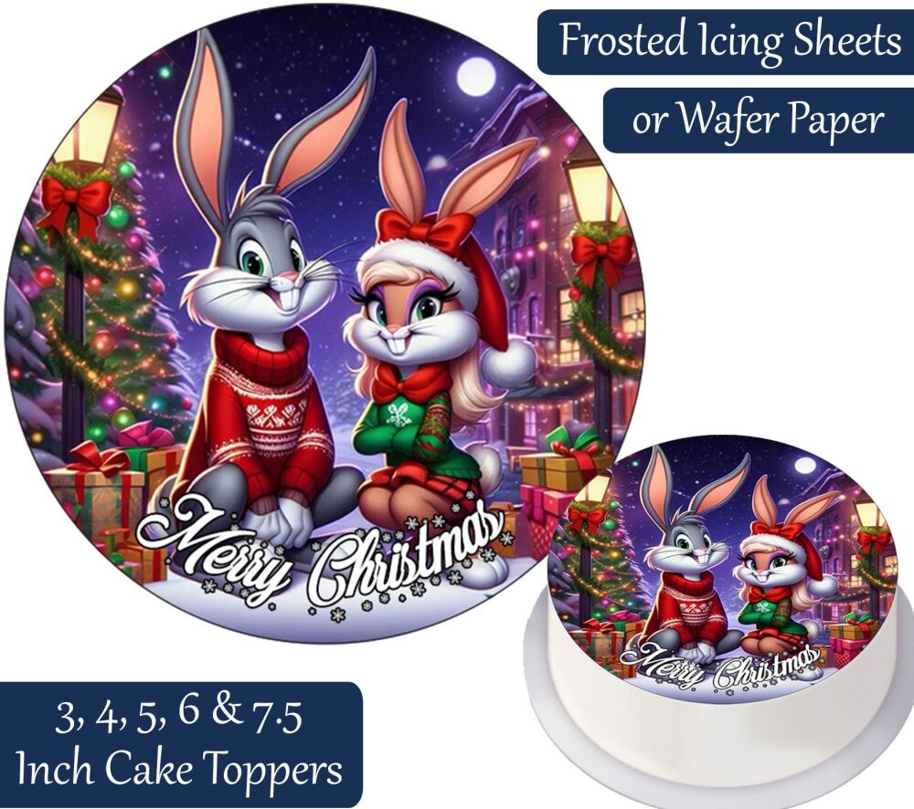 Bugs Bunny Lola Christmas Personalised Cake Topper