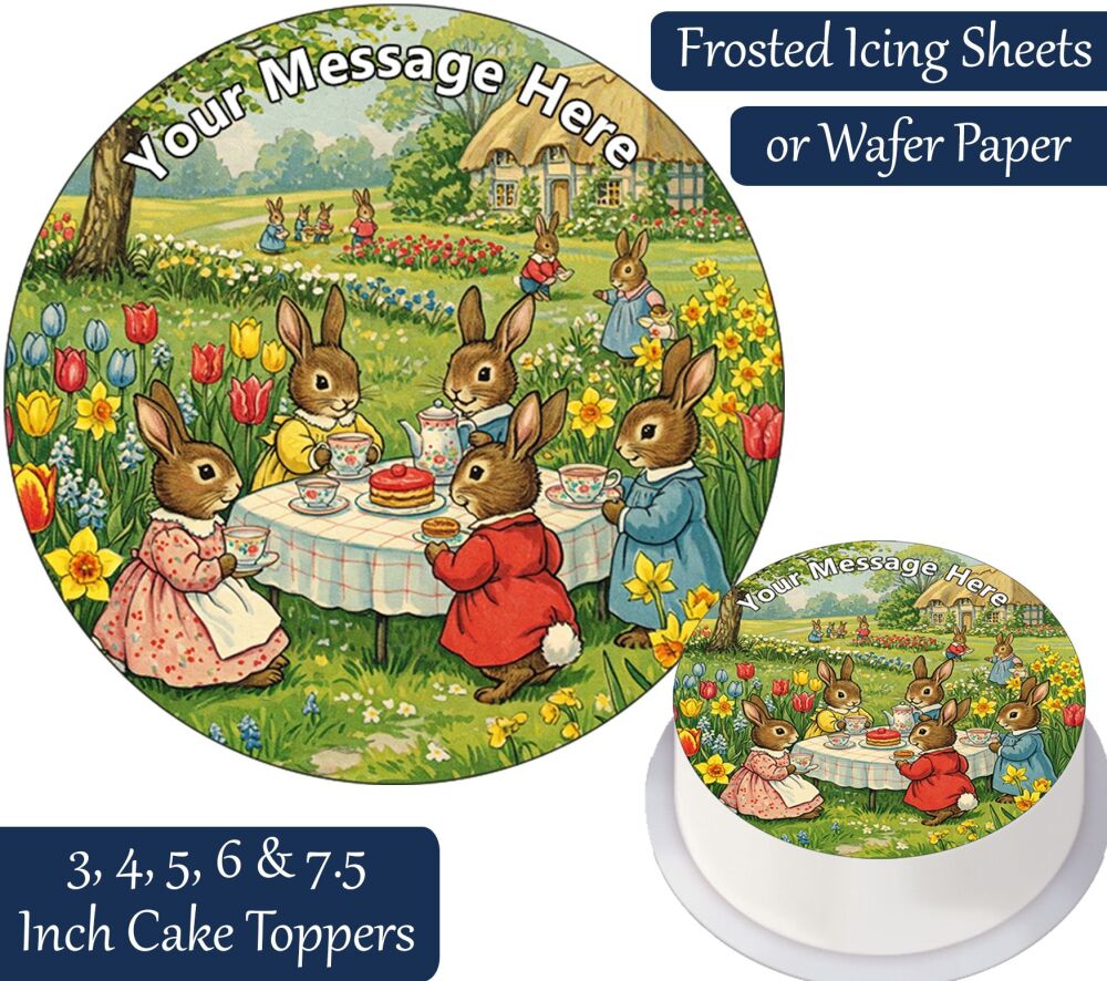 Bunny Tea Party Personalised Cake Topper