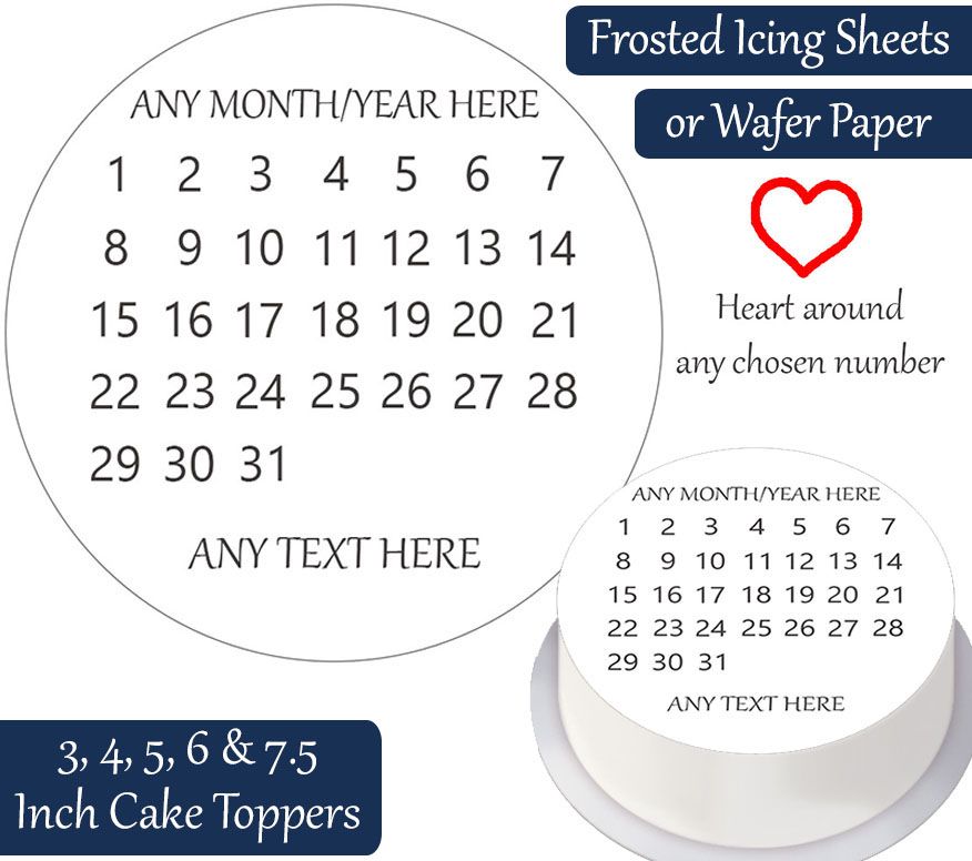 Calendar Personalised Cake Topper