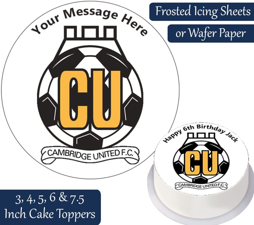 Cambridge United Football Personalised Cake Topper