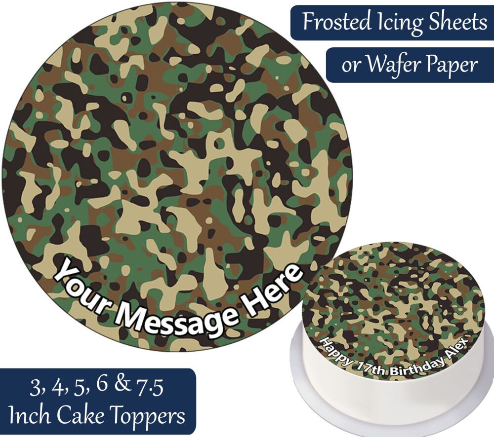 Camouflage Print Personalised Cake Topper