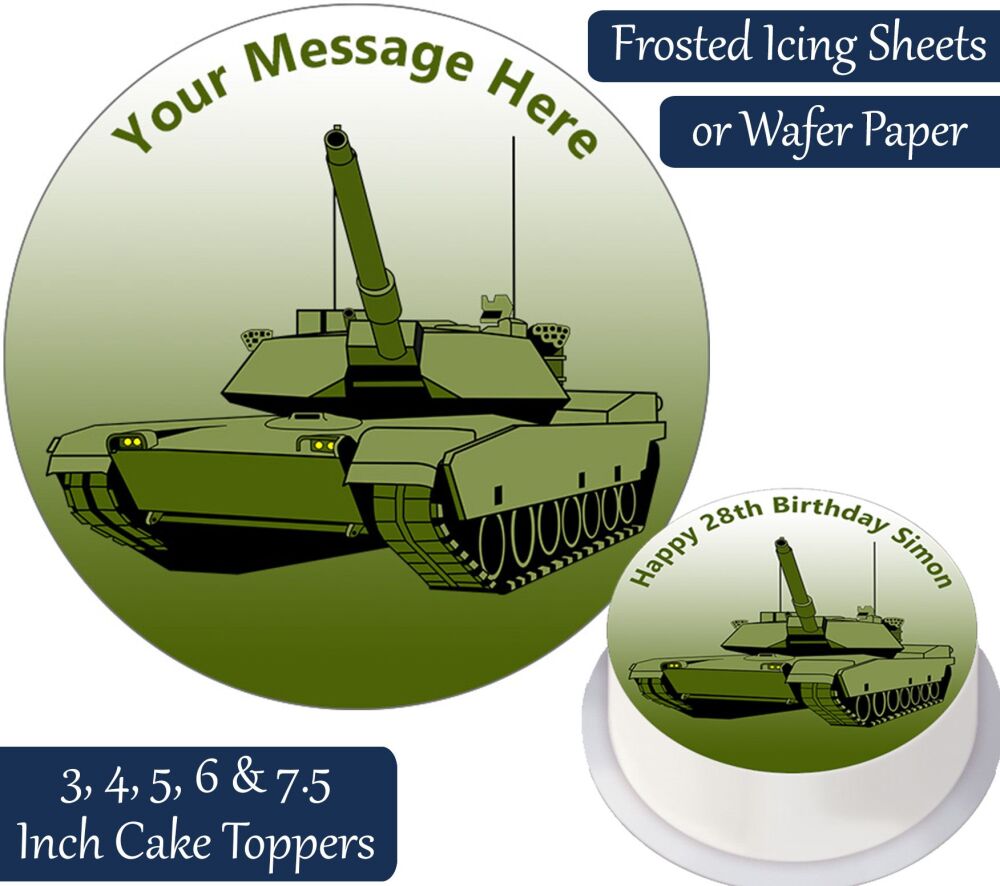 Cartoon Army Tank Personalised Cake Topper