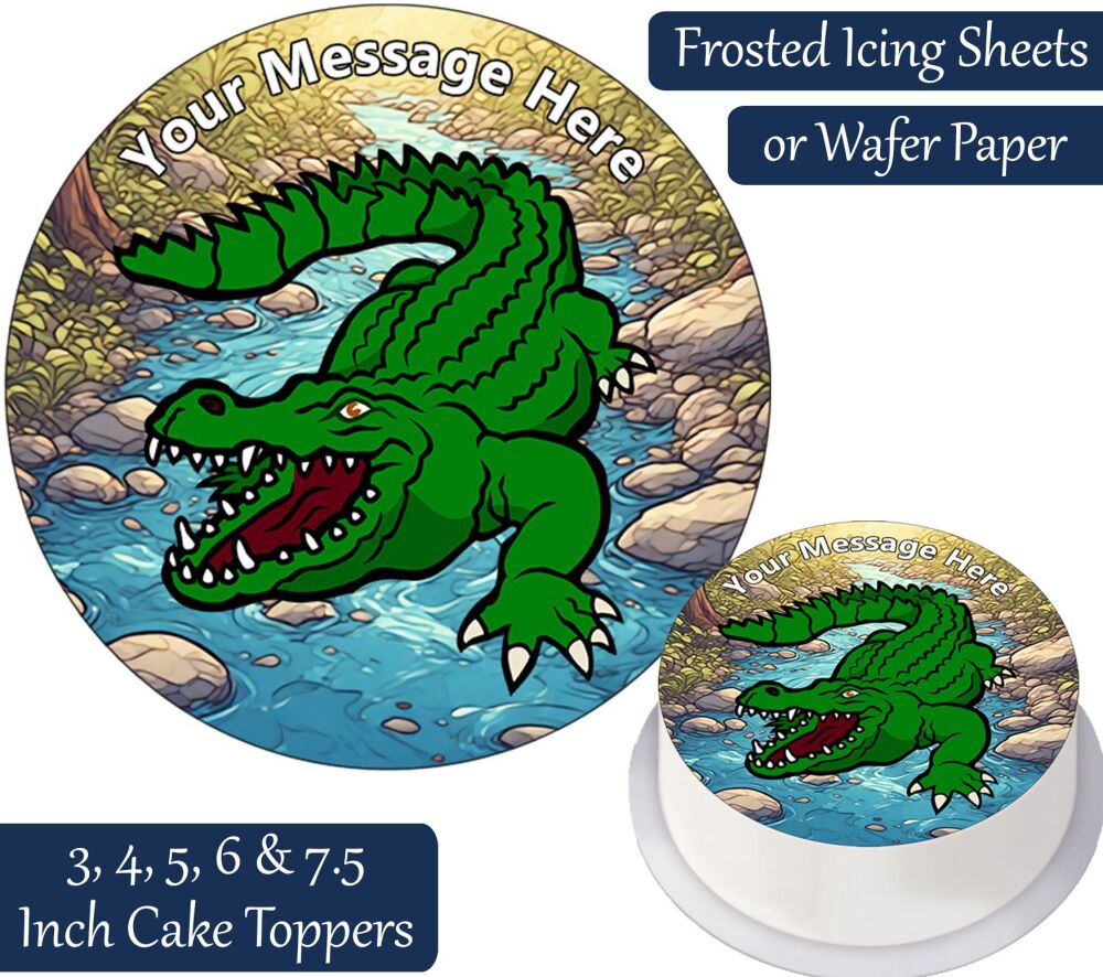 Cartoon Crocodile Personalised Cake Topper