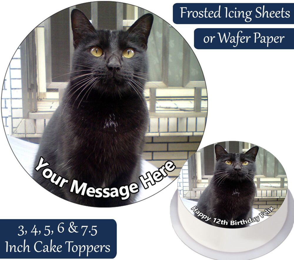Cat Black Personalised Cake Topper