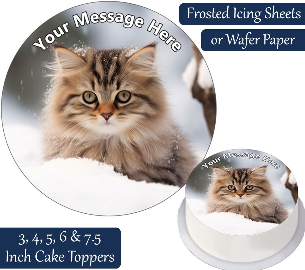 Cat Snow Personalised Cake Topper