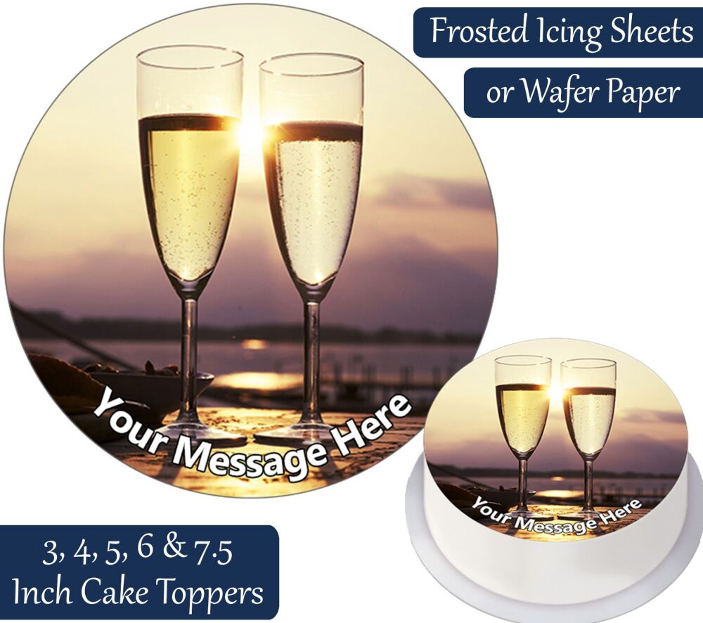 Champagne Sunset Personalised Cake Topper