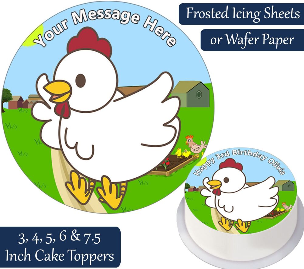 Chickens Cartoon Personalised Cake Topper