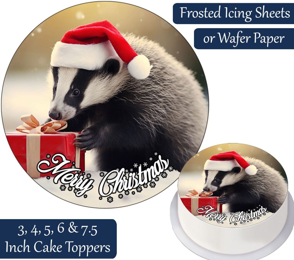 Christmas Badger Personalised Cake Topper