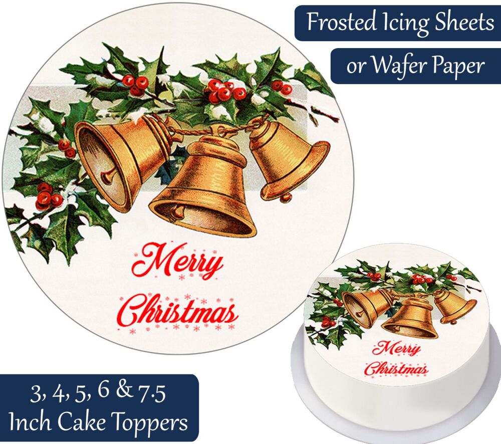 Christmas Bells Holly Personalised Cake Topper